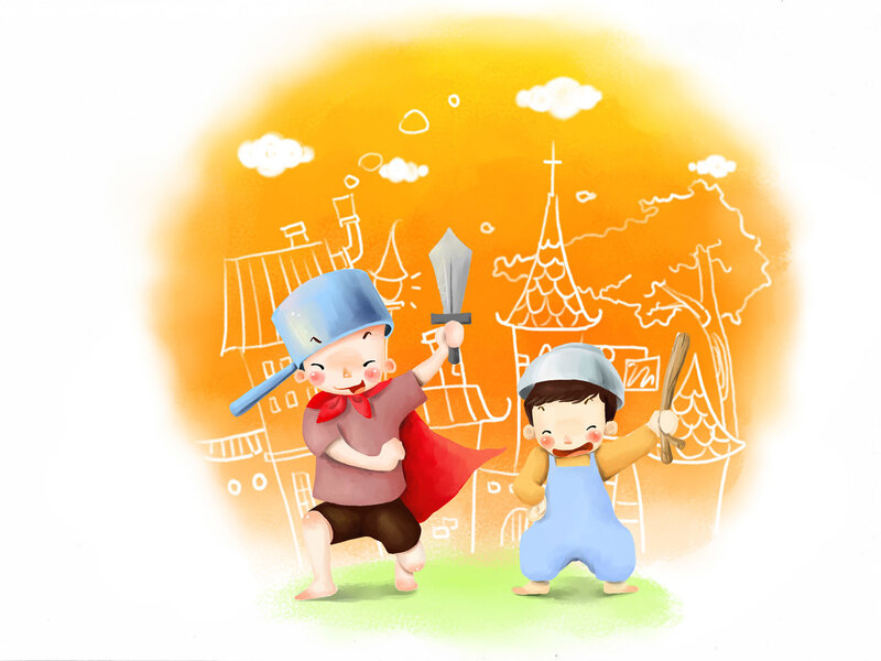 Two Boys Playing Knights