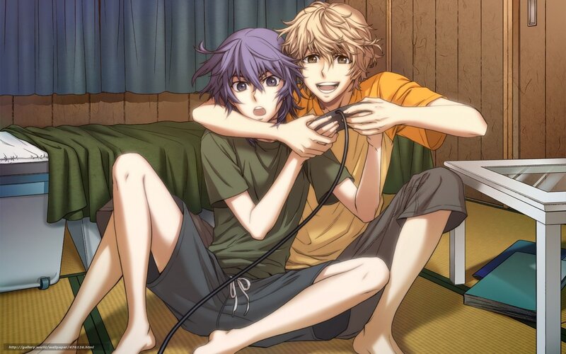 Two boys playing video game