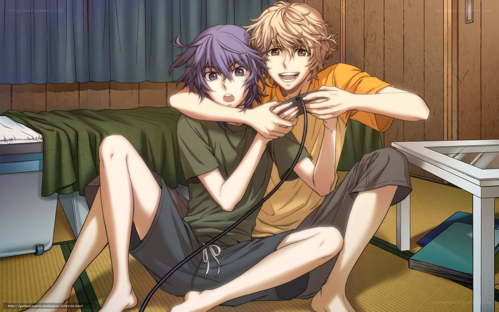 Two boys playing video game