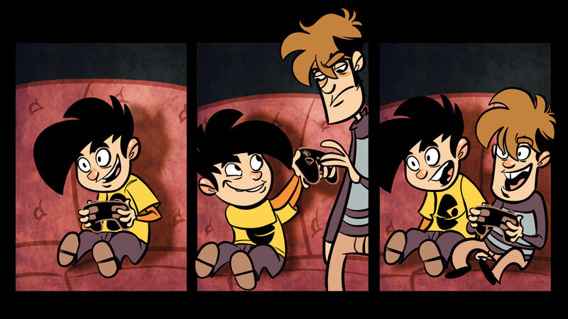 Two boys playing video games