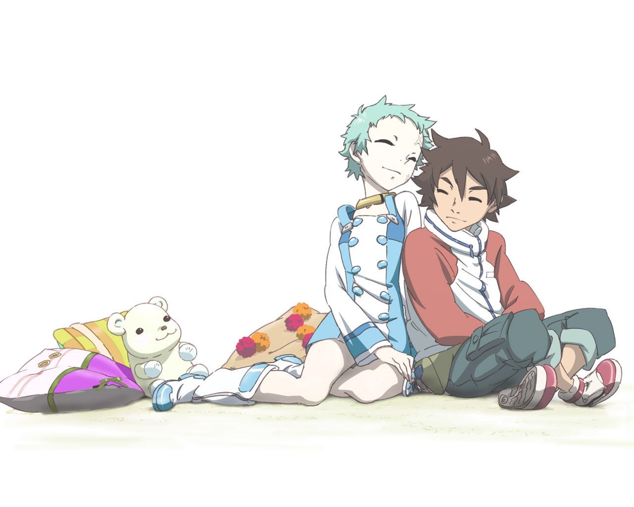 Two boys resting together