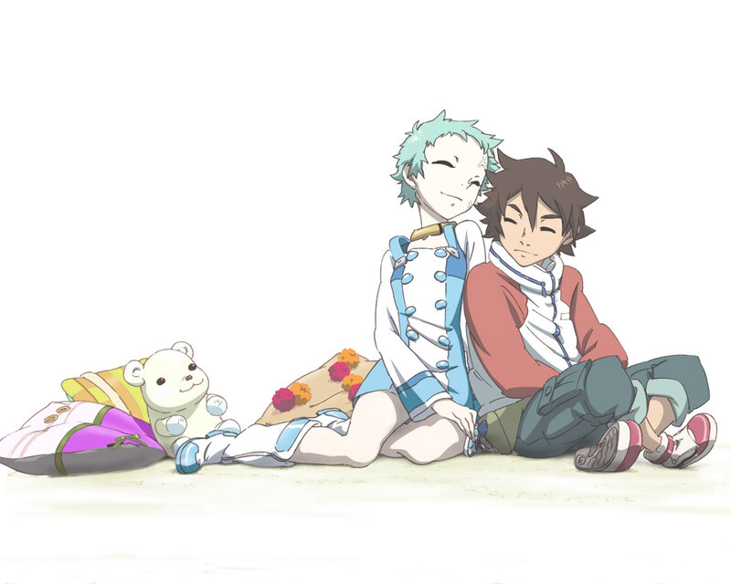 Two boys resting together