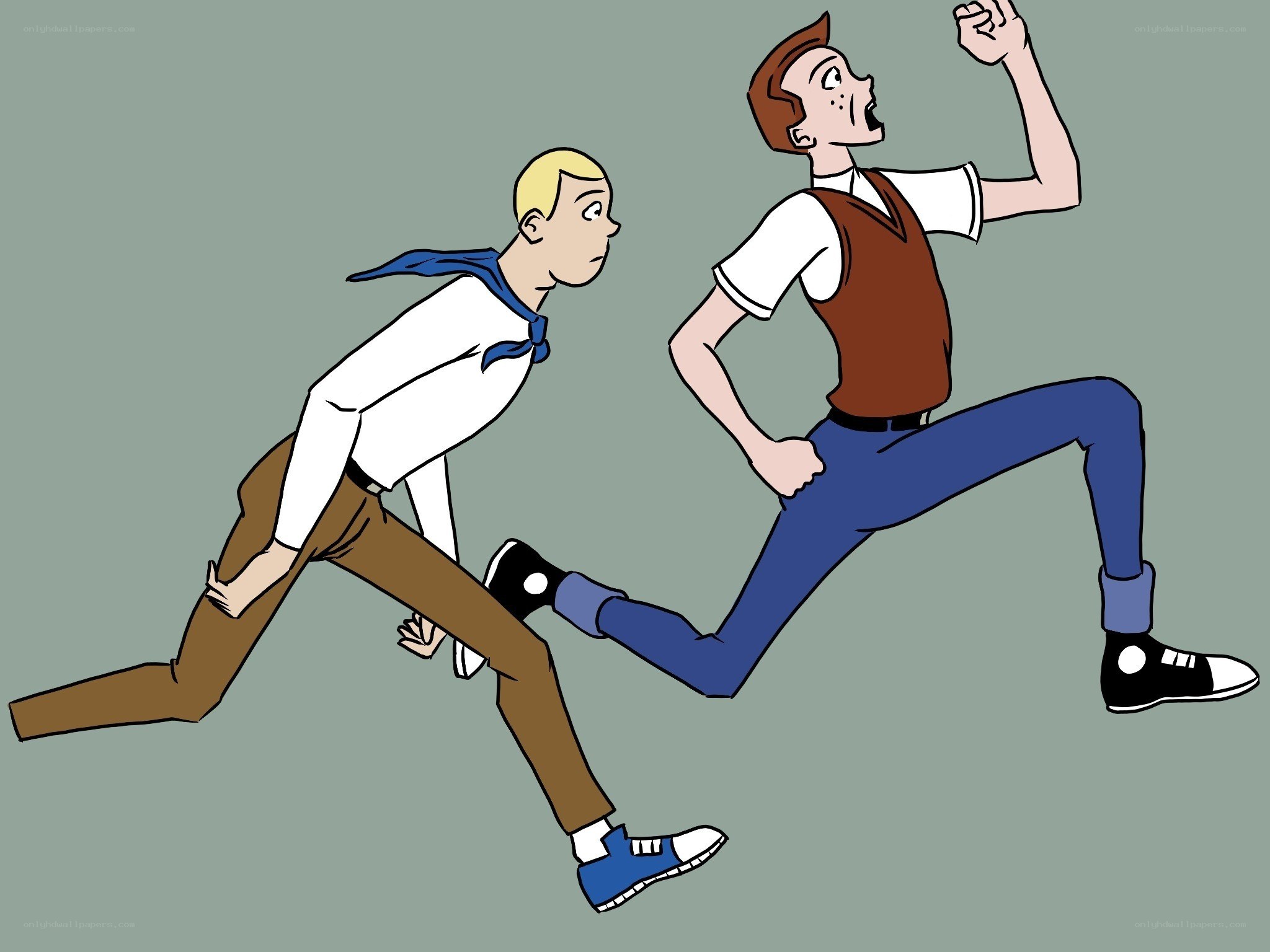 two boys running