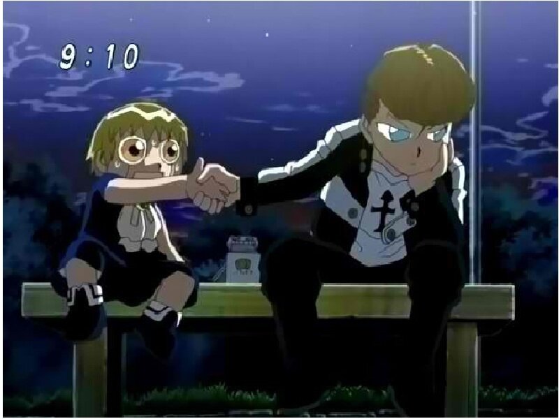 Two Boys Shaking Hands — Blue