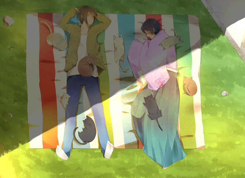 Two Boys Sleeping on Blanket