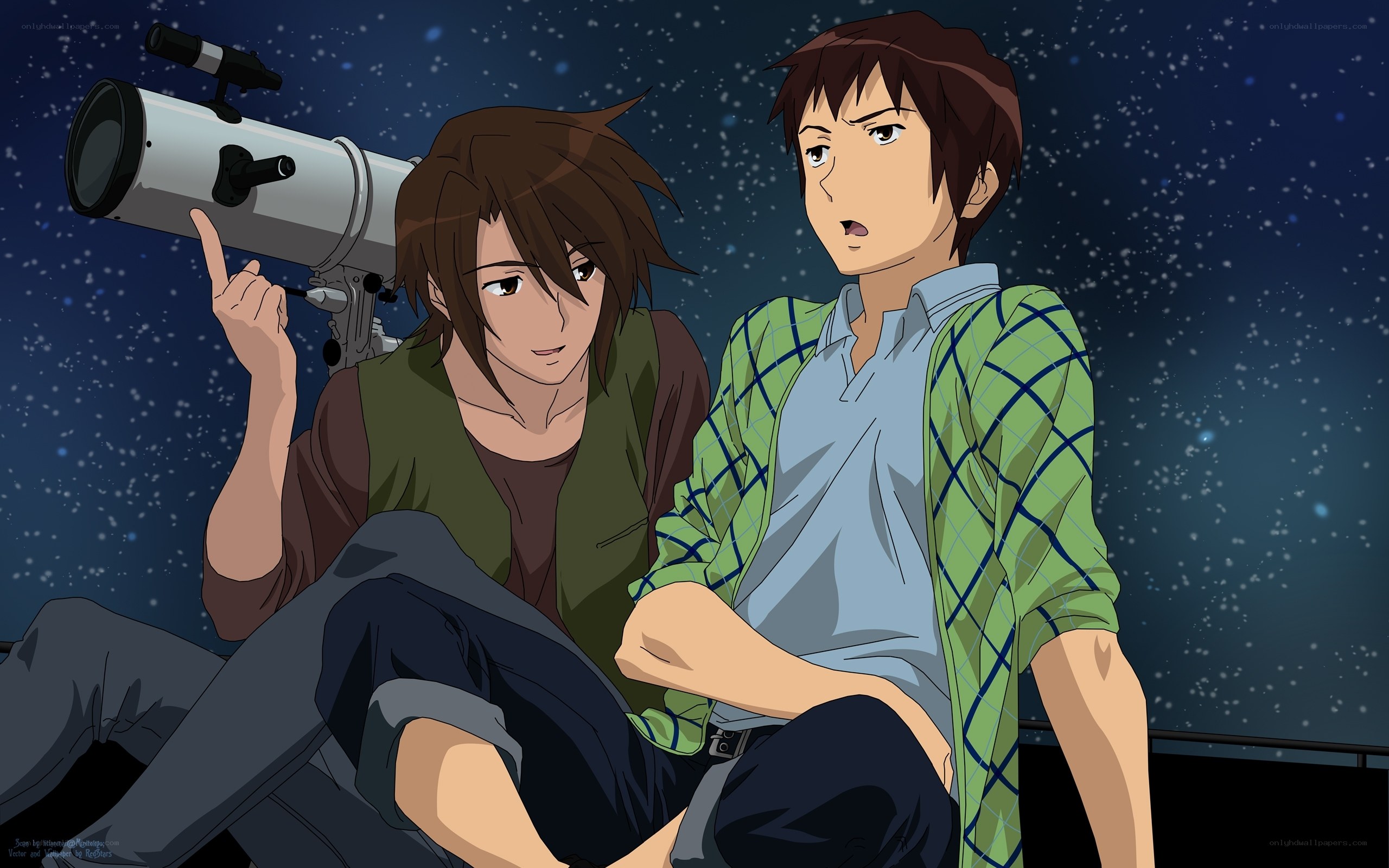 two boys stargazing