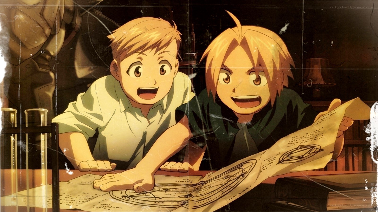two boys studying alchemy