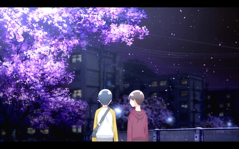 Two Boys under Cherry Blossoms — Purple