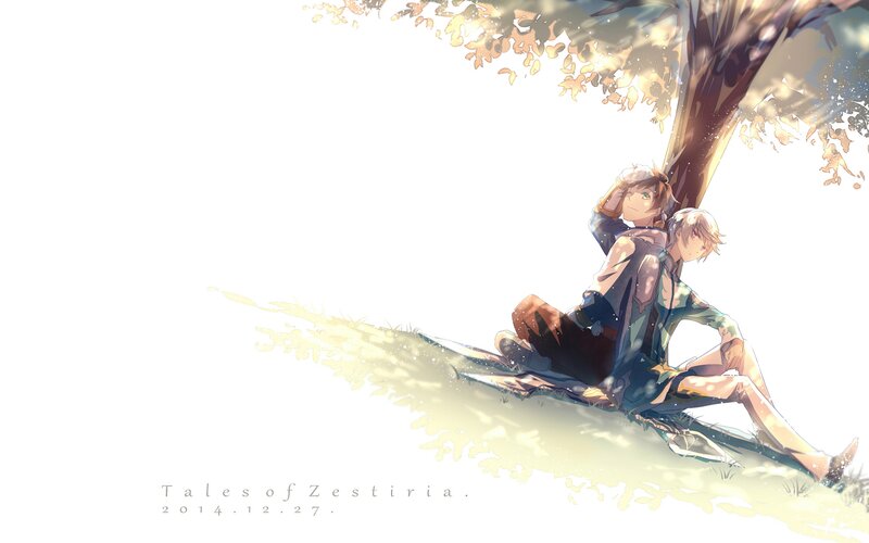 Two Boys under Tree — White