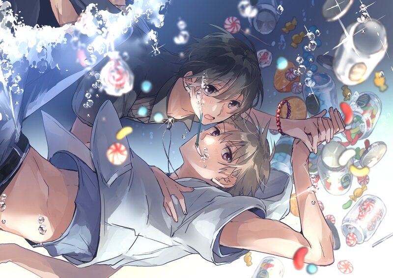 Two Boys Underwater — Blue