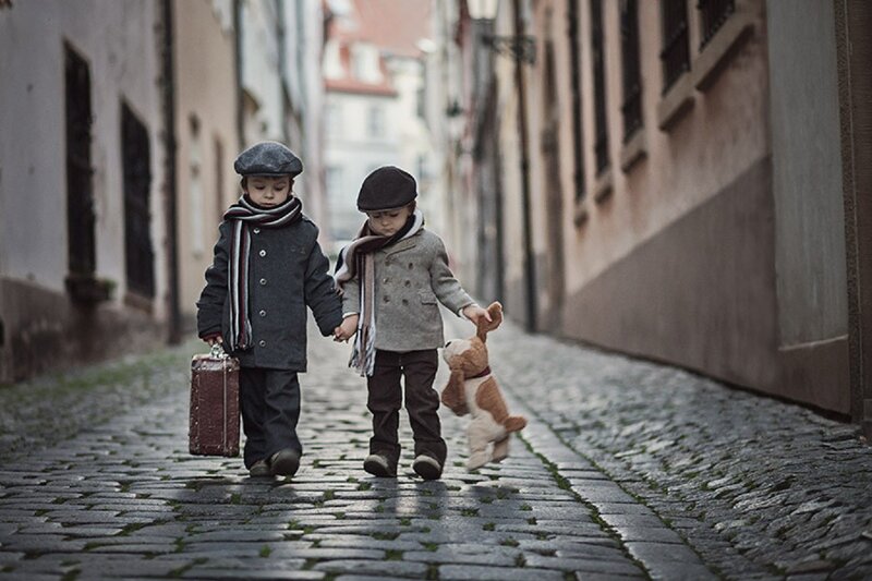 Two Boys Walking