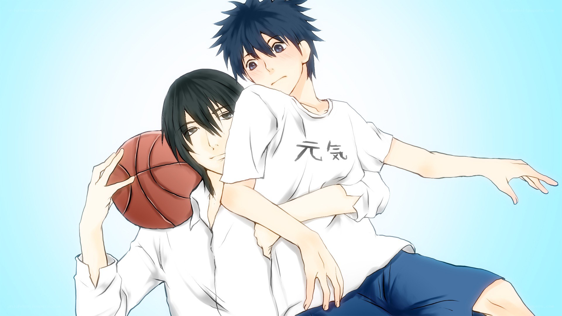 Two boys with a basketball