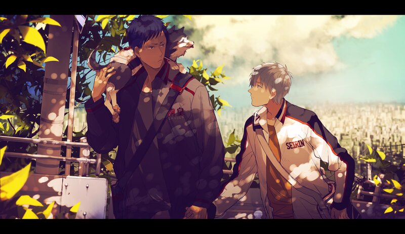 Two Boys with a Dog — Yellow