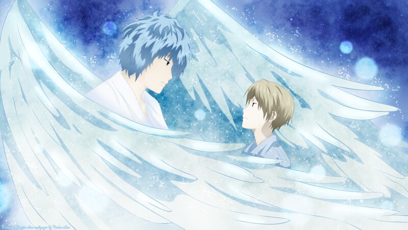 Two Boys with Angel Wings — Blue