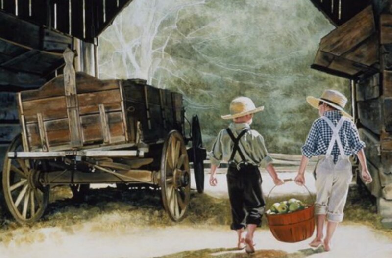 Two Boys with Basket