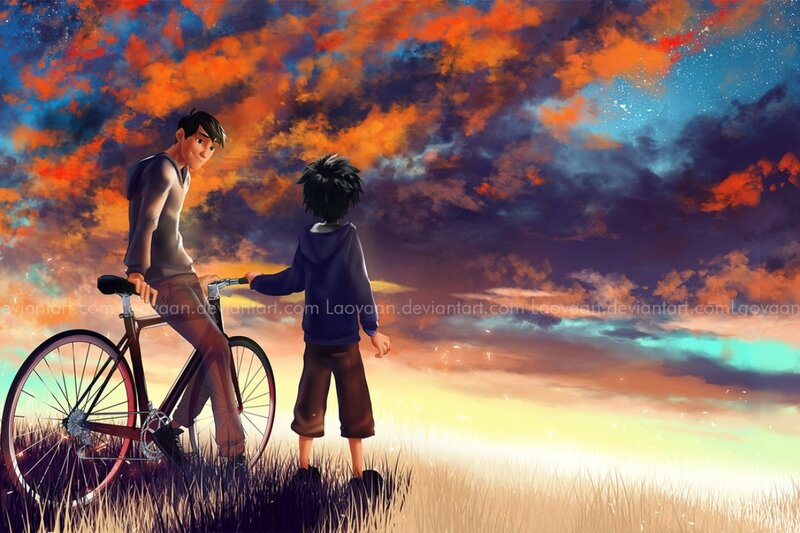 Two Boys with Bicycle