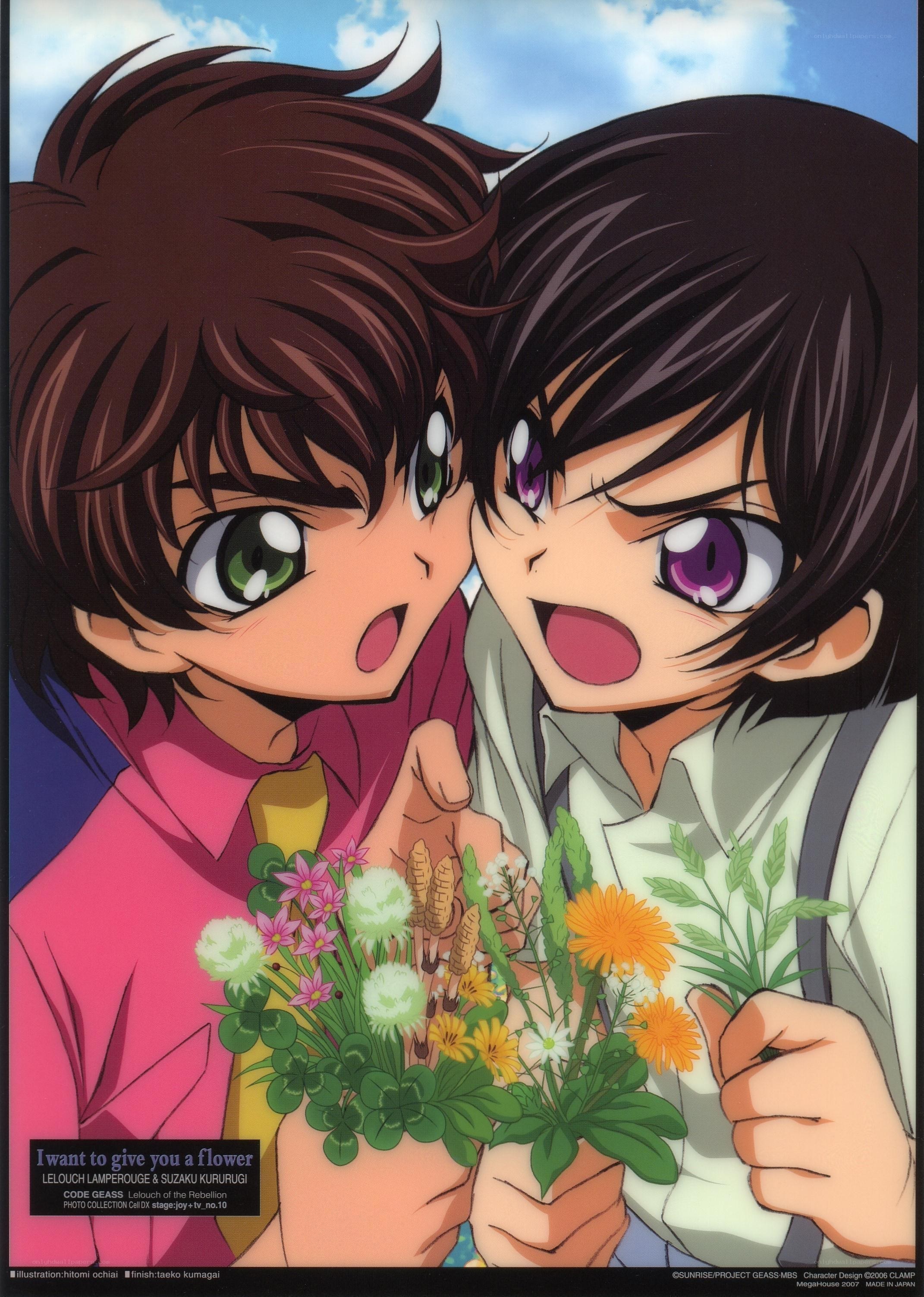 Two boys with flowers