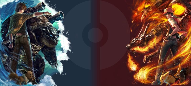 Two Boys with Pokémon — Blue, Dramatic