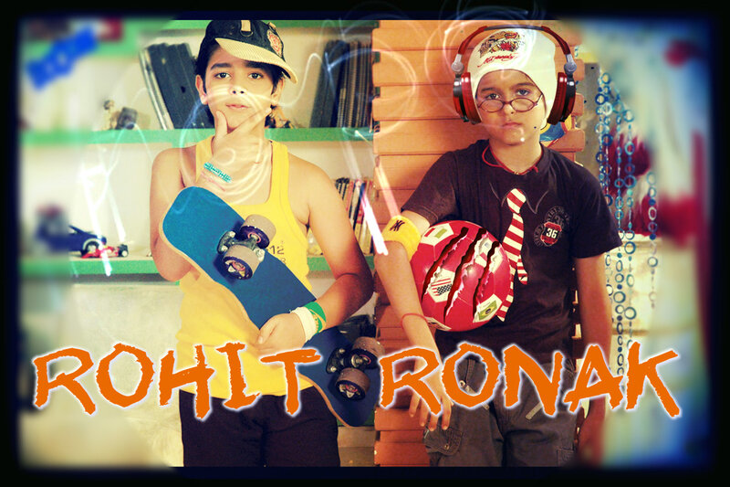 Two Boys with Skateboards — Orange