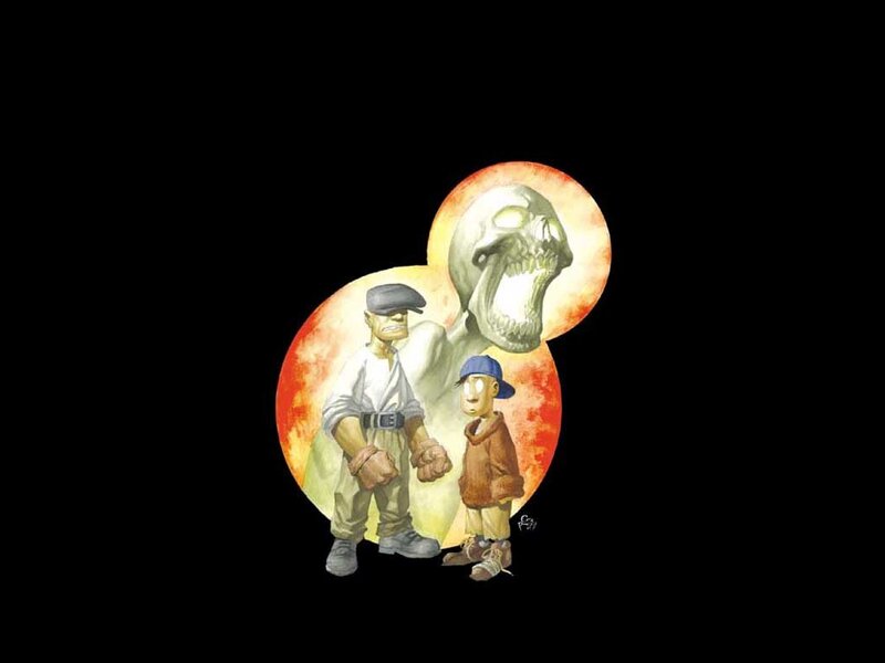 Two Boys with Skull