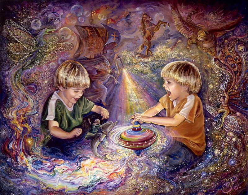 Two Boys with Spinning Top