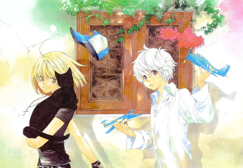 Two boys with toy planes