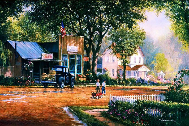 Two Boys with Wagon