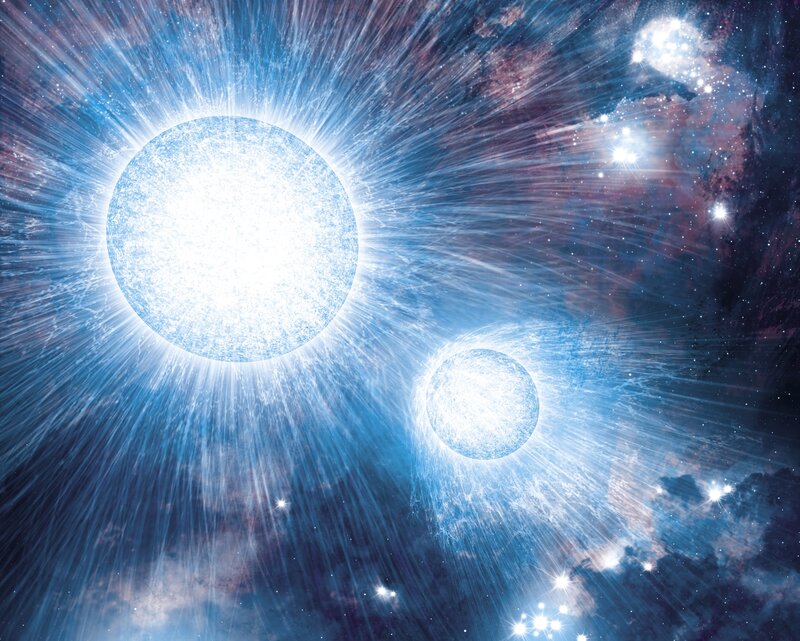 Two Bright Stars in Space — Blue