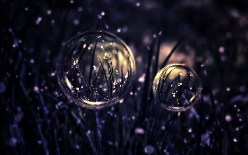 Two Bubbles in Grass — Purple