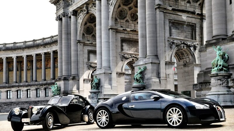 Two Bugatti Cars — Black, Dramatic, Afternoon