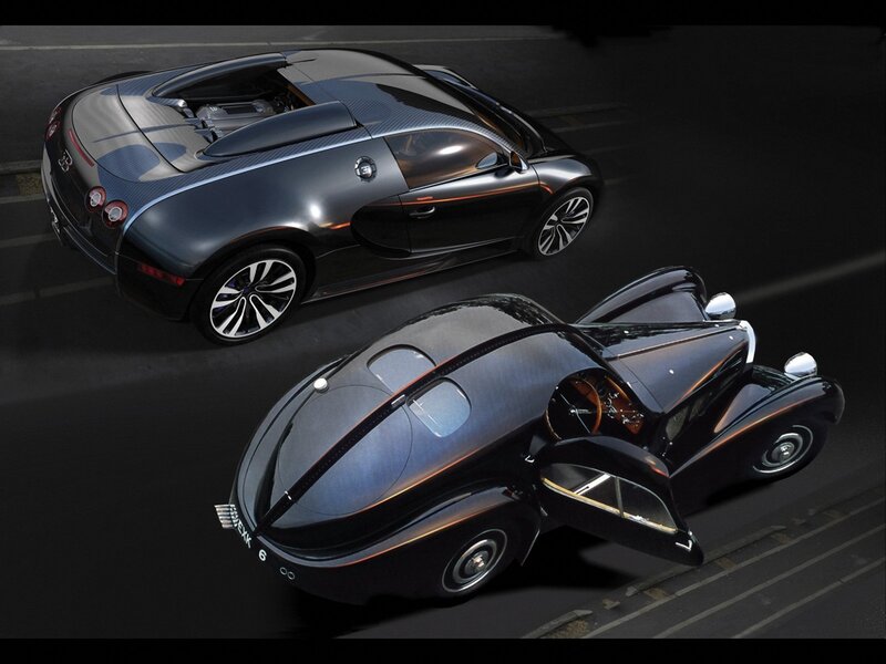Two Bugatti Cars — Black