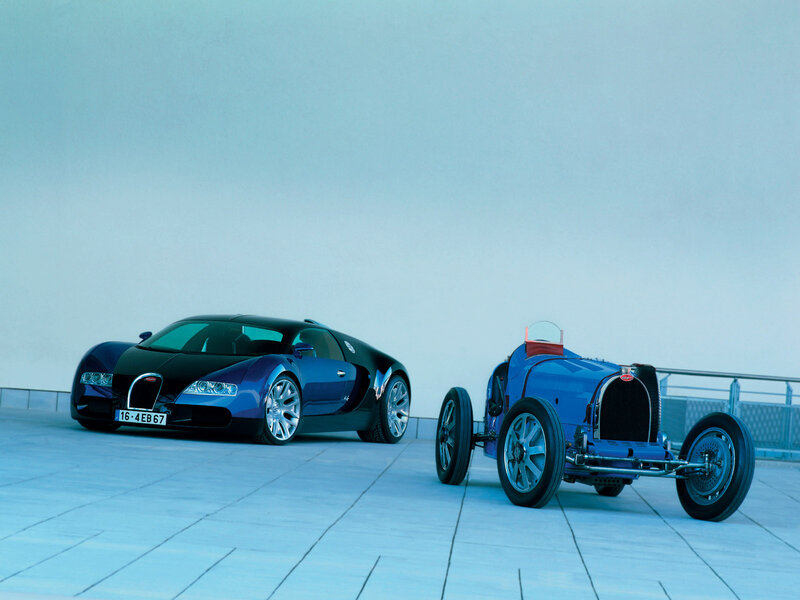 Two Bugatti Cars — Blue