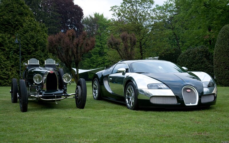 Two Bugatti Cars — Green, Serene, Afternoon, Photograph, Grass