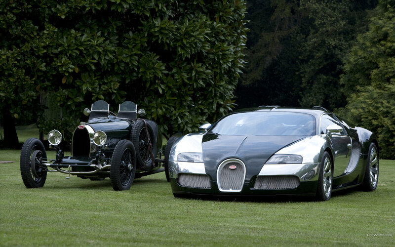 Two Bugatti Cars — Green, Serene