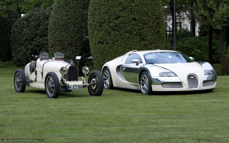 Two Bugatti Cars — White