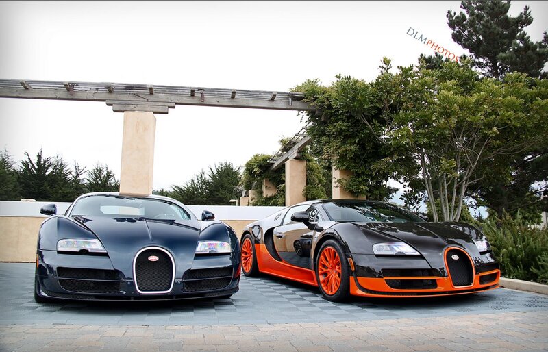 Two Bugatti Veyrons — Black, Calm