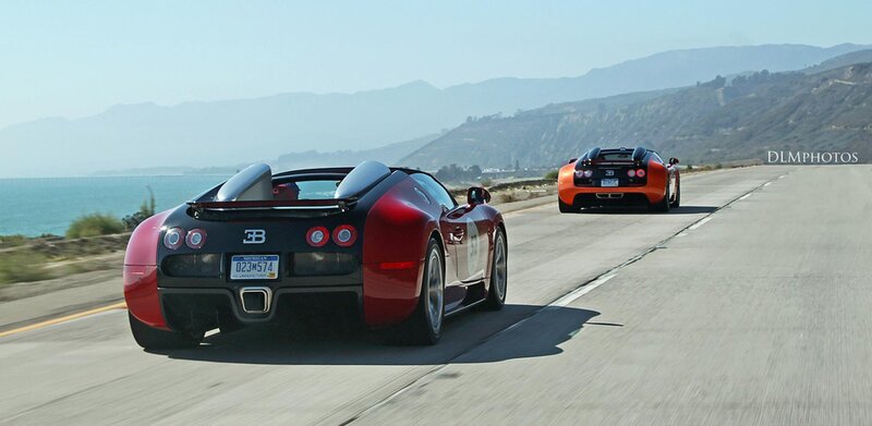 Two Bugatti Veyrons — Red, Dynamic