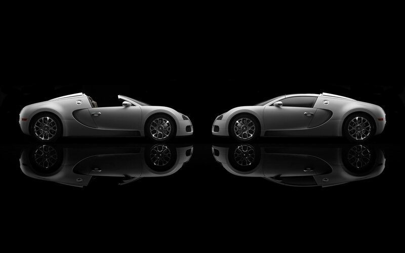 Two Bugatti Veyrons side by side