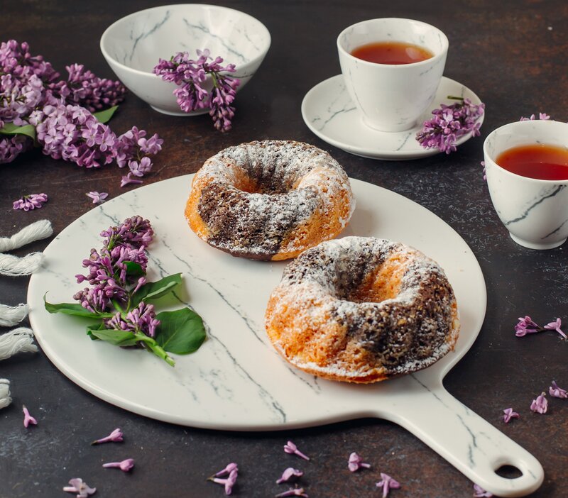 Two Bundt Cakes on Platter