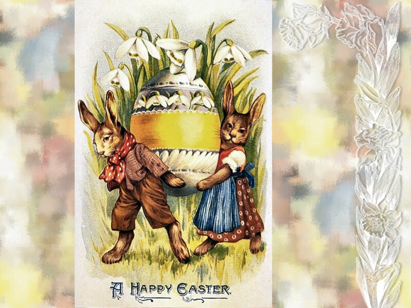 Two Bunnies Carrying an Egg