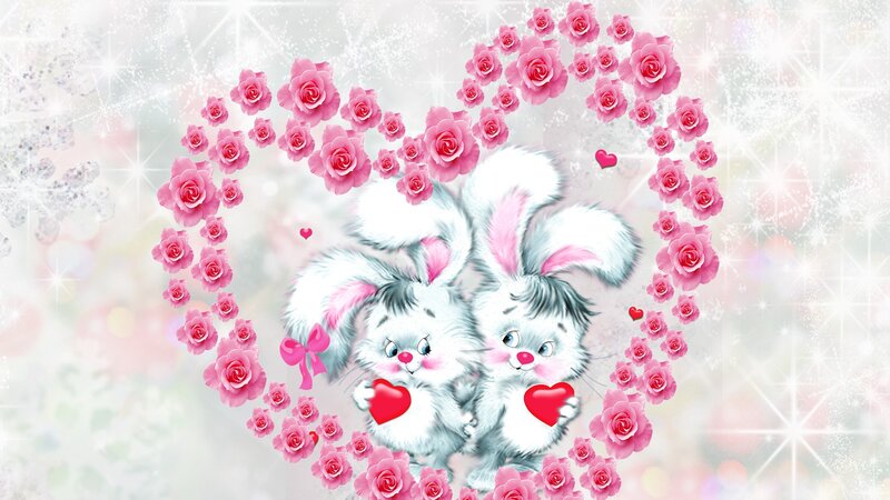 Two Bunnies in Heart
