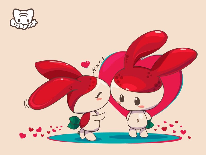 Two bunnies in love