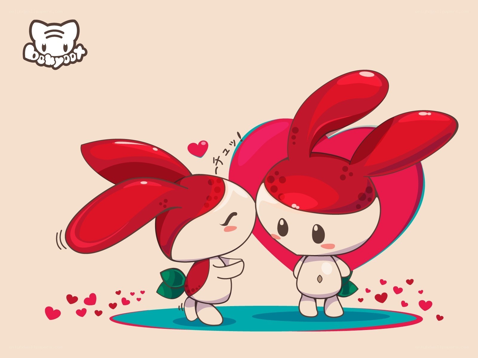 Two bunnies in love
