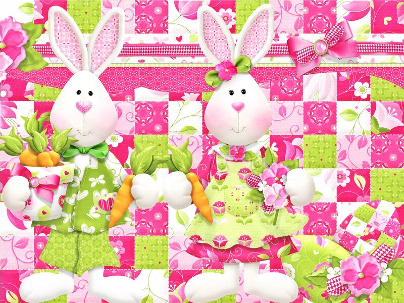 Two Bunnies in Patchwork