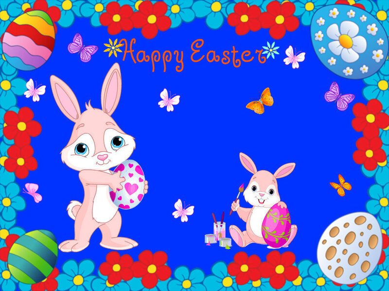 Two Bunnies with Eggs