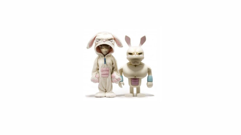 two bunny figures