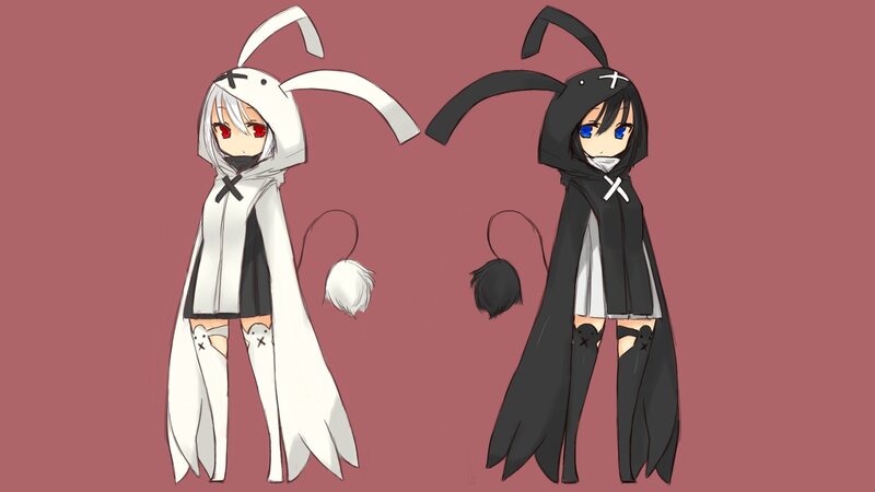 two bunny girls in cloaks