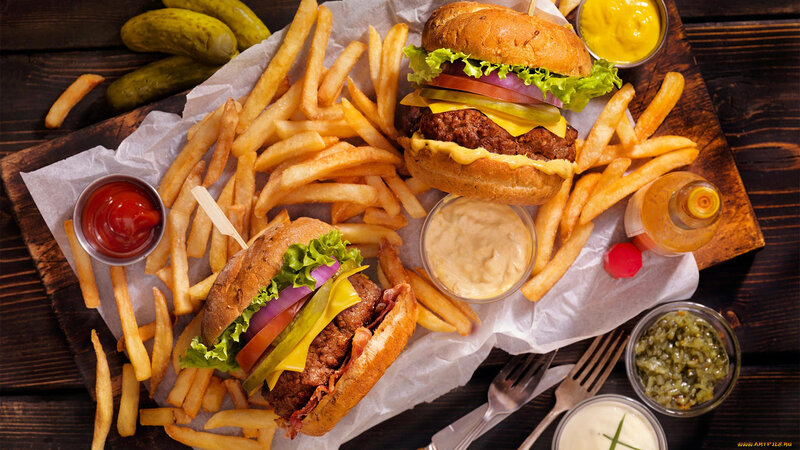 Two Burgers with Fries