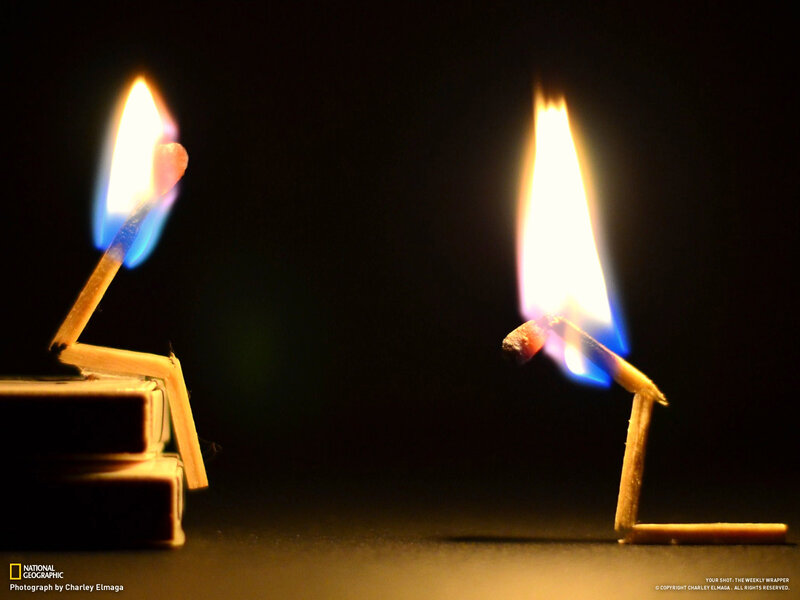 Two Burning Matches — Black