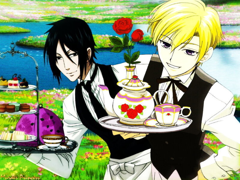 Two Butlers Serving Tea